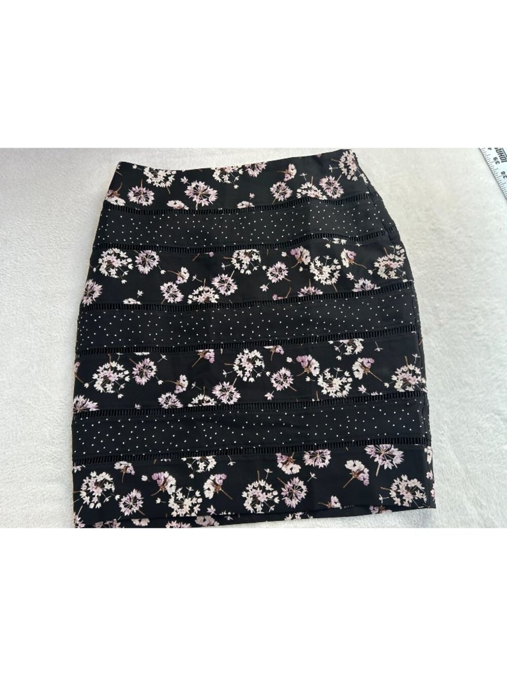 White House Black Market Womens Floral Polka Dot Pencil Skirt Eyelet Trim New